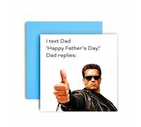 Huxters Funny Birthday Card for Him Daddy Dad Humour - Arnie giving a Thumbs Up - Dad Replies with a Thumbs Up (Fathers Day)