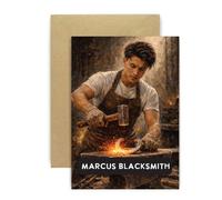 Huxters Funny Birthday Card for Rugby Fans Dad Brother Friend Him - Marcus Blacksmith Rugby Pun Card - Blacksmith Craft Gift Idea