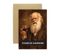Huxters Funny Birthday Card for Wine Lovers - Charles Darwine Science Pun Card - Humorous Gift for Dad Grandad Friend
