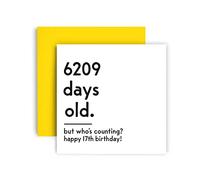 Huxters Funny Birthday Card - Happy 17th Birthday Card Day Counting Funny Card for Women and Men - Thick Eco Friendly Paper 148mm by 148mm Unique Happy Birthday Card with Yellow Envelope (17th)