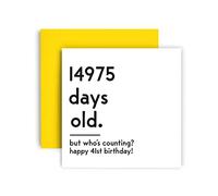 Huxters Funny Birthday Card - Happy 41st Birthday Card Day Counting Funny Card for Women and Men - Thick Eco Friendly Paper 148mm by 148mm Unique Happy Birthday Card with Yellow Envelope (41st)