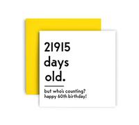 Huxters Funny Birthday Card - Happy 60th Birthday Card Day Counting Funny Card for Women and Men - Thick Eco Friendly Paper 148mm by 148mm Unique Happy Birthday Card with Yellow Envelope (60th)