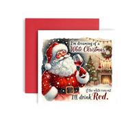 Huxters Funny Christmas Card for her him men Mum, Friend - Dreaming of a White Christmas Wine - Gift card - Brother - Dad - 14.8cm square