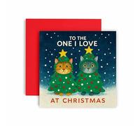 Huxters Funny Christmas card for Husband or Wife - Cats Dressed as Trees Illustrated Xmas Cards for the one I Love