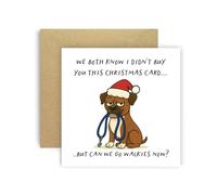 Huxters Funny Christmas Card from Dog Boxer for Mum Dad Doggy Parents Dogs Cards - We Both Know I Didn’t Buy You This Card But Can We Go Walkies Now? (Boxer)