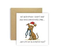 Huxters Funny Christmas Card from Dog Italian Greyhound for Mum Dad Doggy Parents Dogs Cards - We Both Know I Didn’t Buy You This Card But Can We Go Walkies Now? (Italian Greyhound)