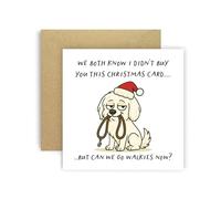 Huxters Funny Christmas Card from Dog Maltese for Mum Dad Doggy Parents Dogs Cards - We Both Know I Didn’t Buy You This Card But Can We Go Walkies Now? (Maltese)