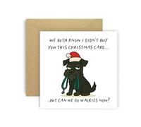 Huxters Funny Christmas Card from Dog Miniature Schnauzer Black for Mum Dad Doggy Parents Dogs Cards - We Both Know I Didn’t Buy You This Card But Can We Go Walkies Now? (Miniature Schnauzer Black)