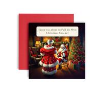 Huxters Funny Christmas Card - Santa Pulled his Own Cracker Christmas card for Men and Women Husband Wife Boyfriend Girlfriend Christmas card - 14.8cm