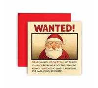 Huxters Funny Christmas card - Wanted Santa Father Christmas Poster - Cards for Brother Son Grandson Nephew