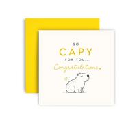 Huxters Funny Congratulations Card - Cute Capybara Illustration with “So Capy for You” Message - Animal Pun Card for Friend, Student or Colleague