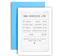 Huxters Funny Father’s Day Card for Dad - “Dad Services Ltd” Receipt Joke Card - Appreciation Card from Kids or Wife - Humorous Greeting Card for Father