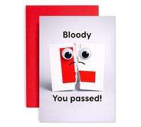 Huxters Funny Passed Driving Test Card - “Bloody L You Passed!” Humorous Driving Test Congratulations Card - Novelty New Driver Card For Friend Son Daughter Brother Sister Partner