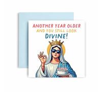 Huxters Funny Religious Birthday Card for Her Women Virgin Mary Being Merry - You still look divine- Mum Auntie Friend Sister Niece Mum Auntie Friend Sister Niece (You look Divine)