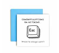 Huxters Funny Retirement Card - Congratulations on Retiring Card for Him Her Colleague - Press the ESC Key to Escape - Keyboard Design
