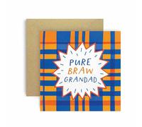 Huxters Funny Scottish Father's Day Card for Birthday Pure Braw if you Squint Scotland Tartran Irn Bru Card for - 14.8cm (Pure Braw Grandad)