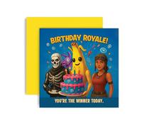 Huxters Gamer Teen Birthday card for Boy Girl Birthdays Royale Peely Battle Loot Llama Pinata Level 13th Teenager Bday for Son Great Grandson Nephew Brother Happy Greetings - 14.8cm (Ren Peely Skull)