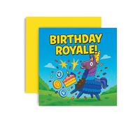 Huxters Gamer Teen Birthday card for Boy Girl Birthdays Royale Peely Battle Loot Llama Pinata Level 12th Teenager Bday Son Great Grandson Nephew Brother Happy Greetings - 14.8cm (Llama)