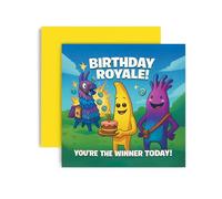 Huxters Gamer Teen Birthday card for Boy Girl Birthdays Royale Peely Battle Loot Llama Pinata Level 12th Teenager Bday for Son Great Grandson Nephew Brother Happy Greetings - 14.8cm (Peely Jellie)