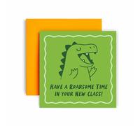 Huxters Good Luck New School Class Card - First Day Schools Cards - Have a Roarsome Time Dinosaur - Son Grandson Nephiew (Dinosaur)