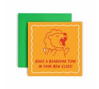 Huxters Good Luck New School Class Card - First Day Schools Cards - Have a Roarsome Time Lion - Son Grandson Nephiew (Lion)