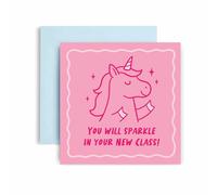 Huxters Good Luck New School Class Card - First Day Schools Cards - You're Going to Sparkle Unicorn Design - Daughter Granddaughter Niece (Unicorn)
