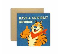 Huxters GR-R-REAT Birthday Card for him or her- Retro Tiger Design For Son, Brother, Nephew, Dad, or 70s/80s/90s Kids - 14.8cm Card Men Women Kraft Envelope