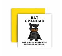Huxters Grandad Birthday Card - BatGrandad - Unique Illustration - Cute Grandad Card for Him - Blank Inside - 148mm Square