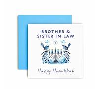 Huxters Hanukkah Cardfor Brother and Sister in Law - Menorah and Bird Cute Design - Jewish Festival of Lights DreidelTraditions (Brother and Sister in Law)