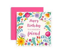 Huxters Happy Birthday Card for Friend Card for Her Floral Heart Card Card for Gift Friend - 14.8cm (Friend Birthday)