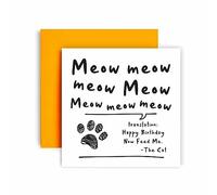 Huxters Happy Birthday Card from the Cat - Meow Cards for him and her - gifts from men and Women - Cats Mum Birthday Gift - Funny Dad 14.8cm