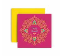 Huxters Happy Diwali Greeting Card - Elegant Pink Mandala (Mandala)