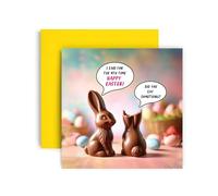 Huxters Happy Easter Card - Chocolate Bunny Card - Easter Egg Hunt Funny Card Easter Sunday - 14.8cm