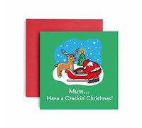 Huxters Have a Cracking Christmas Mum Merry Christmas Card for Mum - Funny Mum Card for Christmas - Blank Interior Xmas Card with Recyclable Envelope - Paper Funny Card for Mums (Mum)