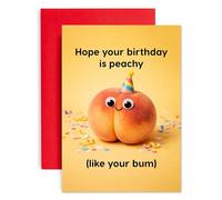 Huxters “Hope Your Birthday Is Peachy (Like Your Bum)” Funny Birthday Card for Her - Cheeky Peach Pun Birthday Card - Humorous Birthday Card for Girlfriend Wife or Best Friend