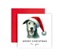 Huxters Irish Wolfhound Christmas Card - Merry Christmas to Dog Mum & Dad - From Dog to Friends & Family