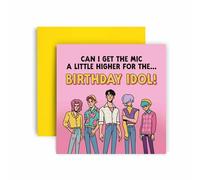 Huxters K-Pop Inspired Birthday Card for Girls Daughter Niece Sister Friend Bestie - Happy Birthday Get the Mic a Little Higher Idol