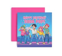 Huxters K-Pop Inspired Birthday Card for Girls Daughter Niece Sister Friend Bestie - Happy Birthday Soda Pop