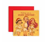 Huxters K-Pop Inspired Christmas card for Girls - Have a Golden Holidays - Xmas Cards Friend Daughter Sister Bestie Niece (Golden)