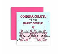 Huxters Lesbian Wedding Card LGBTQA Wedding Day Greetings card - Congratulations to the happy couple Axolotl - 14.8cm (Two Brides)