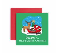 Huxters Merry Christmas Card for Daughter & Sister - Funny Blank Interior Xmas Card with Recyclable Envelope