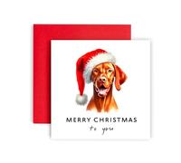 Huxters Merry Christmas Card - Vizsla - Christmas Greetings to Dog Mum and Dad - From the Dog to Friends and Family