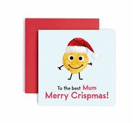 Huxters Merry Crispmas Mum Merry Christmas Card for Mum - Funny Mum Card for Christmas - Blank Interior Xmas Card with Recyclable Envelope - Paper Funny Card for Mums (Mum)