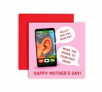 Huxters Mothers Day Card for Gran - Funny Gouache Style Facetime Phone Call - Move the Phone Away from your Ear - Happy Mother's Day (Gran)