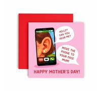 Huxters Mothers Day Card for Mum - Funny Gouache Style Facetime Phone Call - Move the Phone Away from your Ear - Happy Mother's Day (Mum)