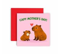 Huxters Mothers Day Card for Mum Mummy - Cute Pun Capybara Heart Design - Capybara holding a Flower for Mum - Capy Mothers Day