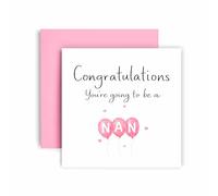 Huxters New Baby Announcement Card for Nan - Congratulations You’re Going to Be a Nan - Sweet Grandparent Reveal Card with Pink Balloons (Nan)
