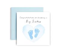 Huxters New Baby Boy Big Sister Card New Congratulations - Welcome to the World Little One - 14.8cm (Baby Boy Big Sister)