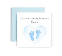 Huxters New Baby Boy Card New Gran Congratulations - Welcome to the World Little One - 14.8cm (Baby Boy Gran)