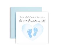 Huxters New Baby Boy Card New Great Grandparents Congratulations - Welcome to the World Little One - 14.8cm (Baby Boy Great Grandparents)